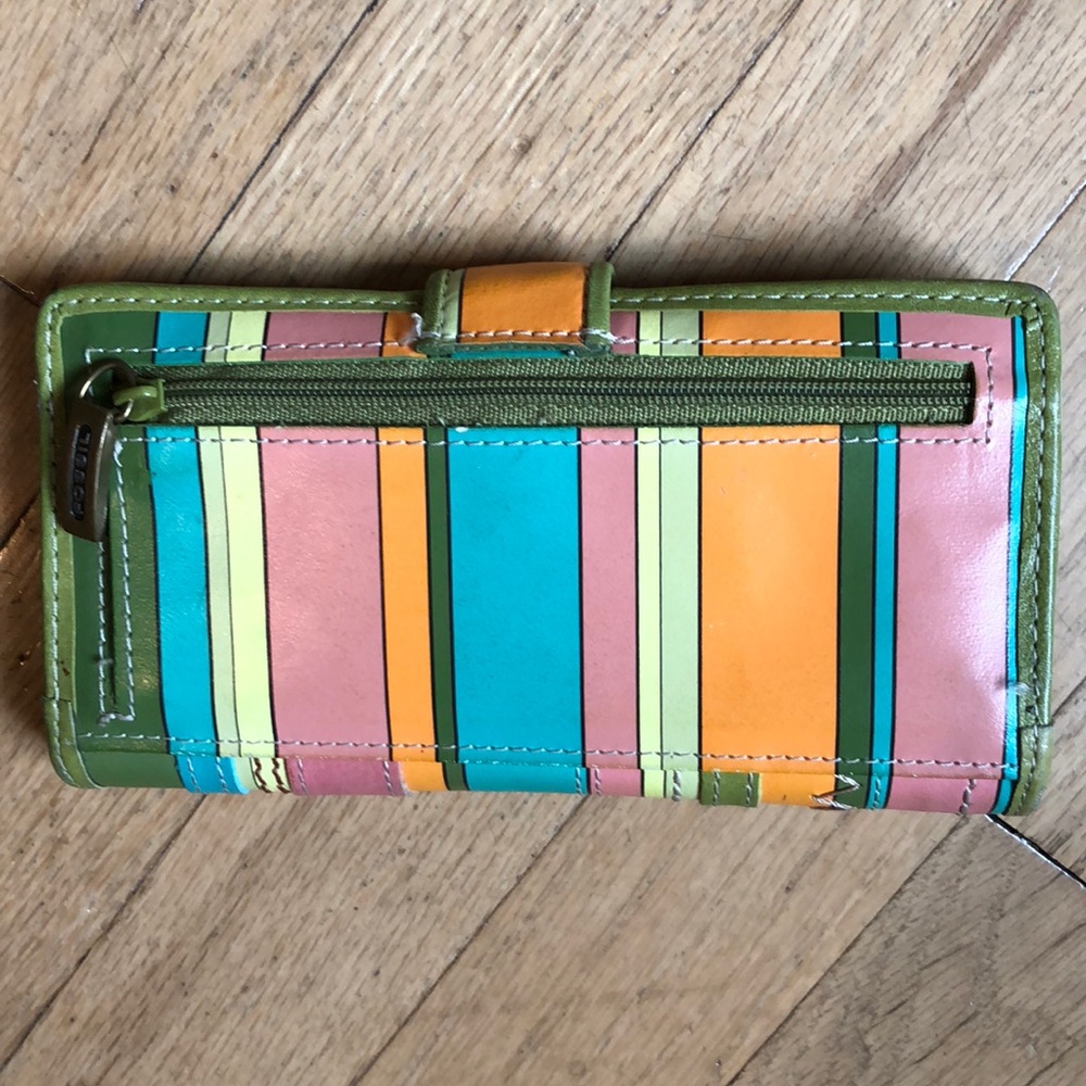 Fossil vintage stripes leather wallet Pastel Stripes HIPSTER! - Picture 2 of 6